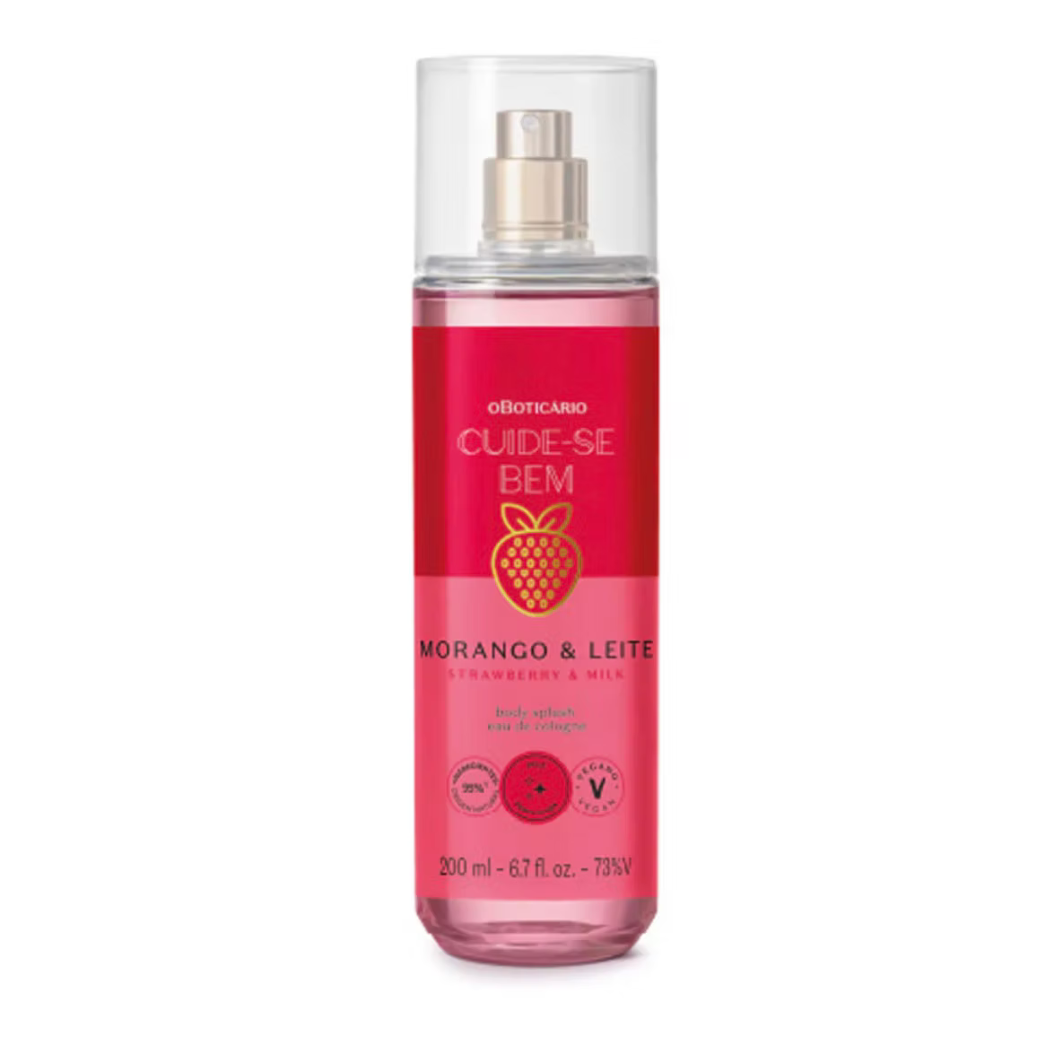 Body Splash Desodorante Colônia Cuide-se Bem Morango e Leite 200ml - O Boticário