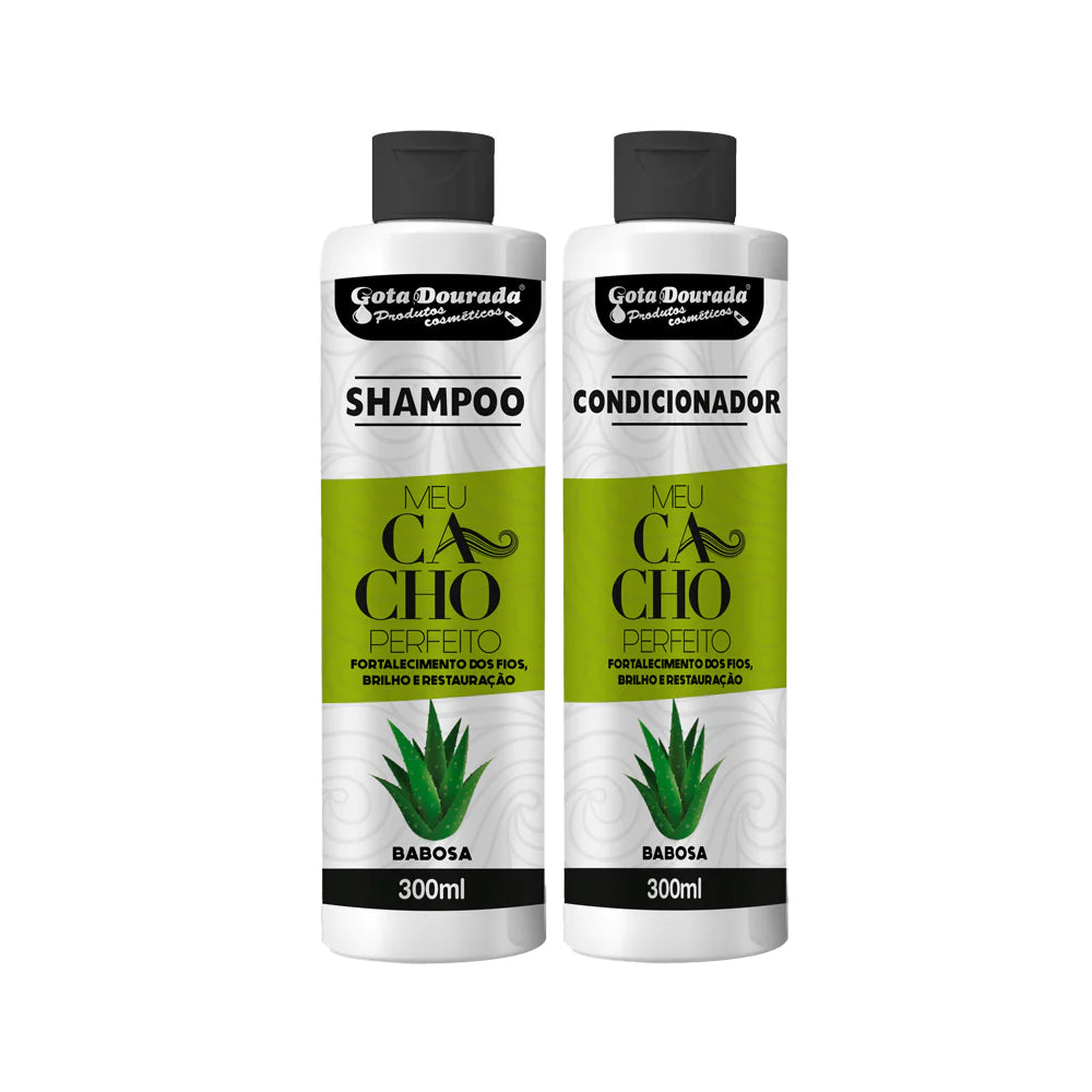 Kit Meu Cacho Perfeito Óleo de Babosa Shampoo + Condicionador 300ml - Gota Dourada